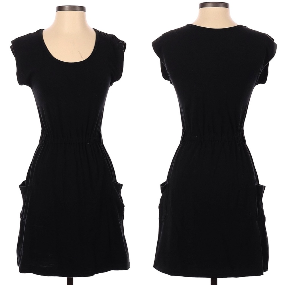 Poof Black Short Sleeve Dress Womens Size Small Pockets Grunge Y2K Minimalist S